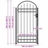vidaXL Fence Gate with Arched Top and 2 Posts 105x204 cm Black