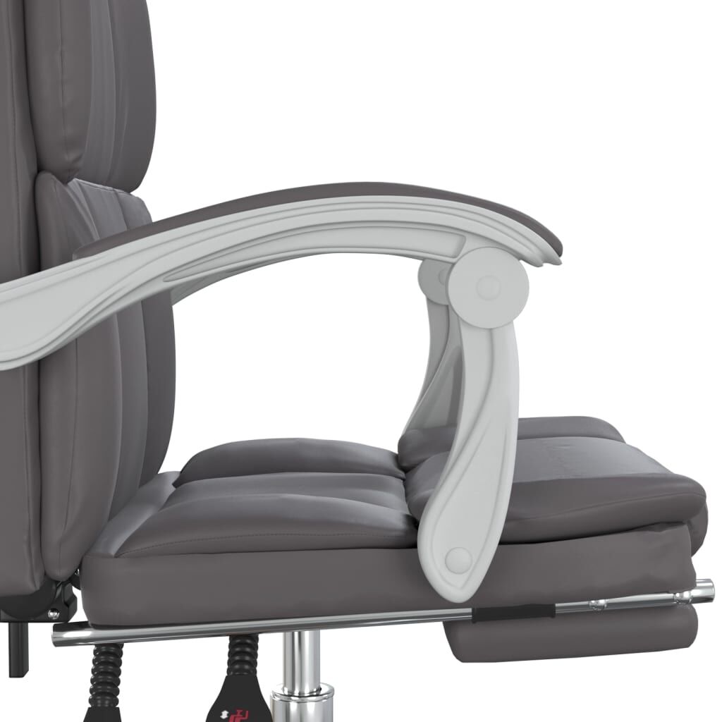 vidaXL Reclining Office Chair Grey Faux Leather