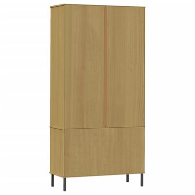 vidaXL Bookcase with Metal Legs Brown 85x35x172.5 cm Solid Wood OSLO