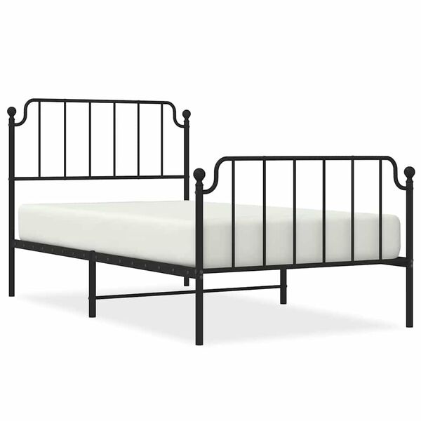 vidaXL Metal Bed Frame without Mattress with Footboard&nbsp;Black 100x200cm