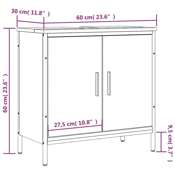 vidaXL Bathroom Sink Cabinet Black 60x30x60 cm Engineered Wood
