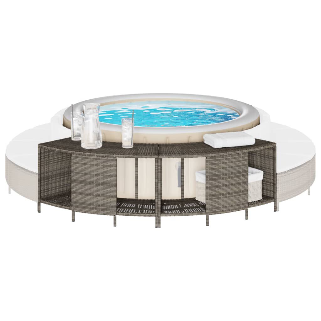 vidaXL Storage Shelves for Hot Tub 2 pcs Grey Poly Rattan