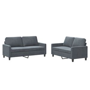 vidaXL 2 Piece Sofa Set with Cushions Dark Grey Velvet