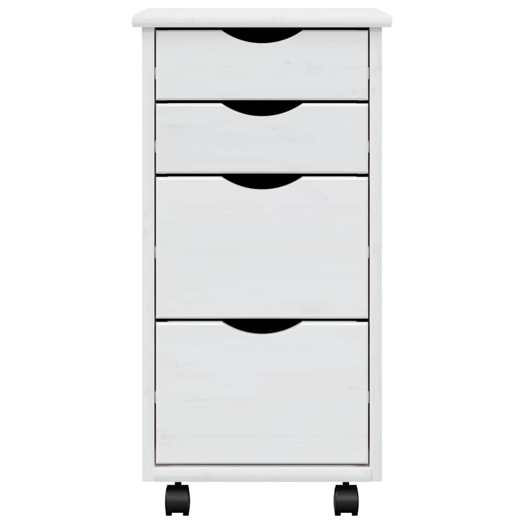 vidaXL Rolling Cabinet with Drawers MOSS White Solid Wood Pine