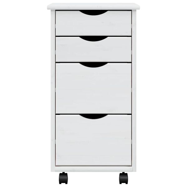 vidaXL Rolling Cabinet with Drawers MOSS White Solid Wood Pine