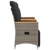 vidaXL Reclining Garden Sofa 2-Seater with Table Grey Poly Rattan