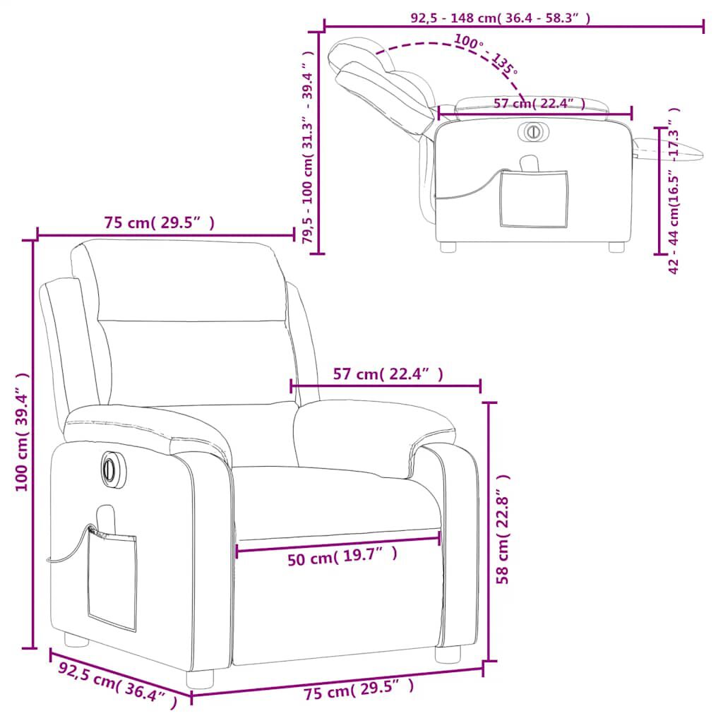vidaXL Electric Massage Recliner Chair Black Fabric