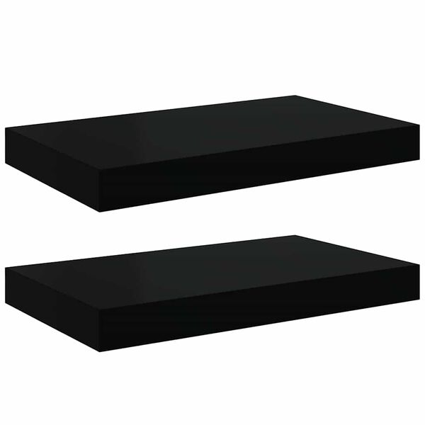 vidaXL Floating Wall Shelves 2 pcs Black 40x23x3.8 cm MDF