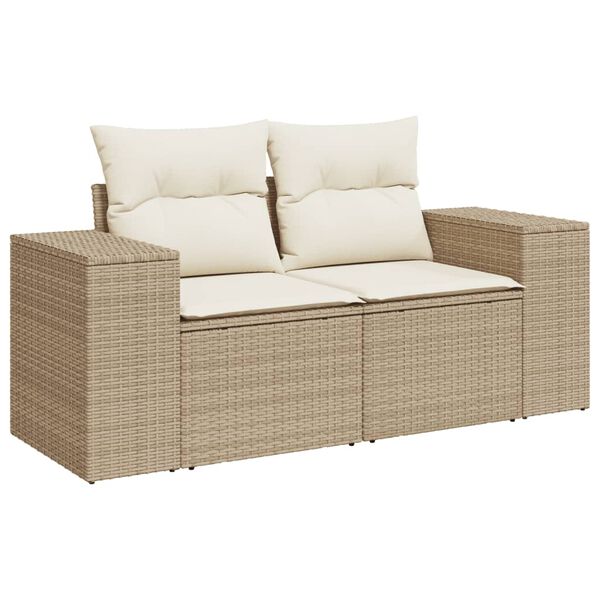 vidaXL 7 Piece Garden Sofa Set with Cushions Beige Poly Rattan
