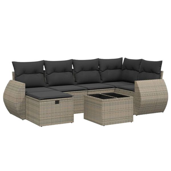 vidaXL 6 Piece Garden Sofa Set with Cushions Grey Poly Rattan