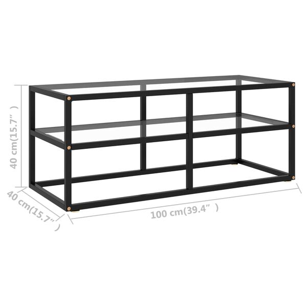 vidaXL TV Cabinet Black with Tempered Glass 100x40x40 cm