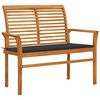 vidaXL Garden Bench with Anthracite Cushion 112 cm Solid Teak Wood