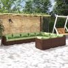 vidaXL 10 Piece Garden Lounge Set with Cushions Poly Rattan Brown