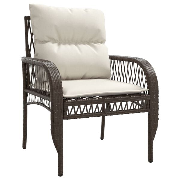 vidaXL 4 Piece Garden Sofa Set with Cushions Brown Poly Rattan