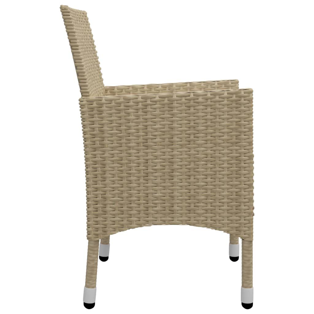 vidaXL 3 Piece Bistro Set Poly Rattan and Tempered Glass Beige