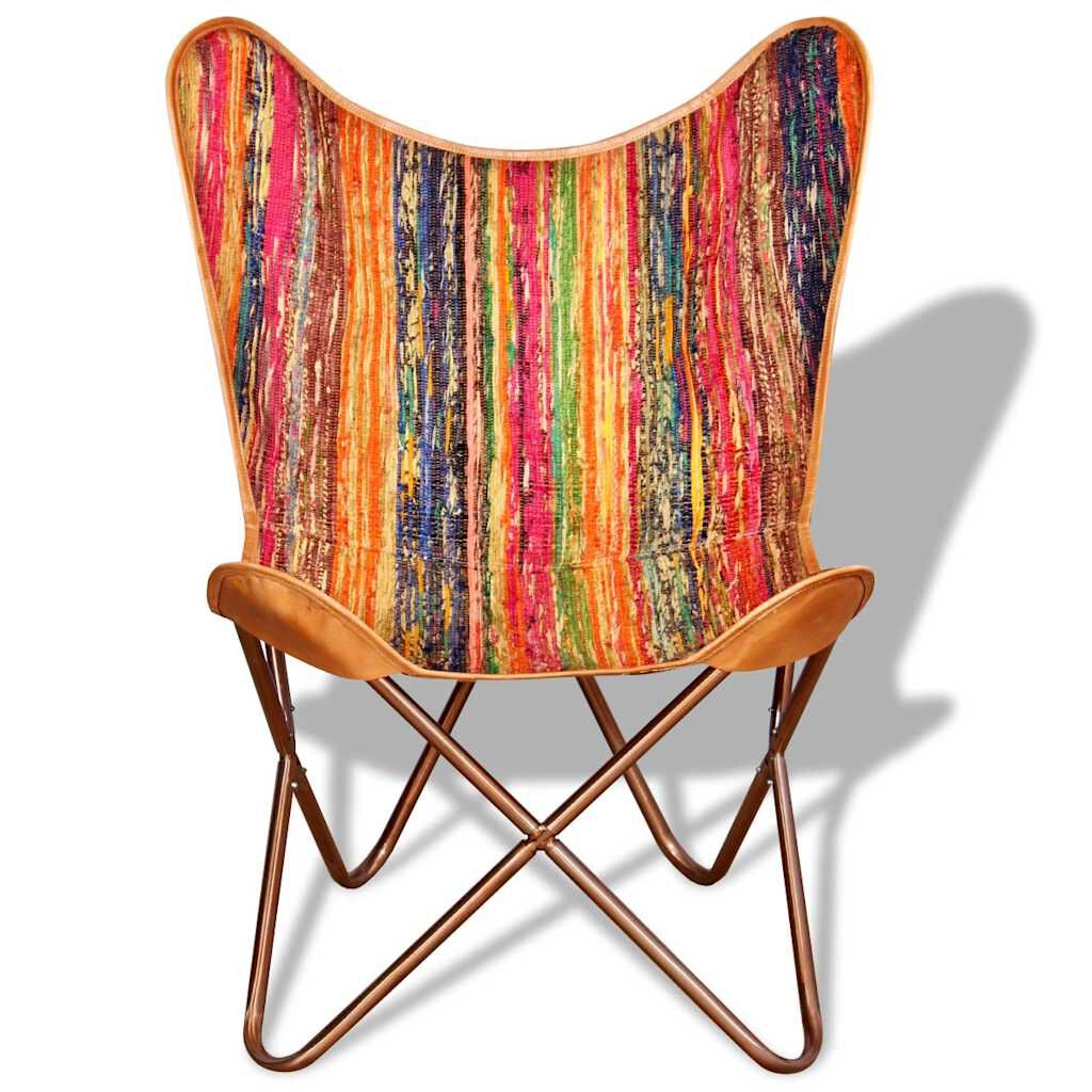 vidaXL Butterfly Chair Multicolour Chindi Fabric
