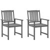 vidaXL Garden Chairs with Cushions 2 pcs Grey Solid Acacia Wood