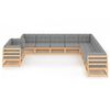 vidaXL 11 Piece Garden Lounge Set with Cushions Solid Pinewood