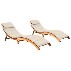 vidaXL Sun Loungers 2 pcs with Cushions Solid Wood Acacia