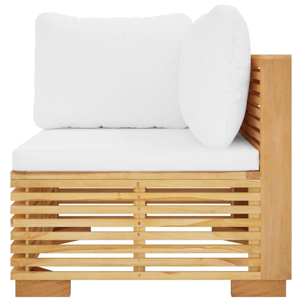 vidaXL Garden Corner Sofa with Cream Cushions Solid Wood Teak