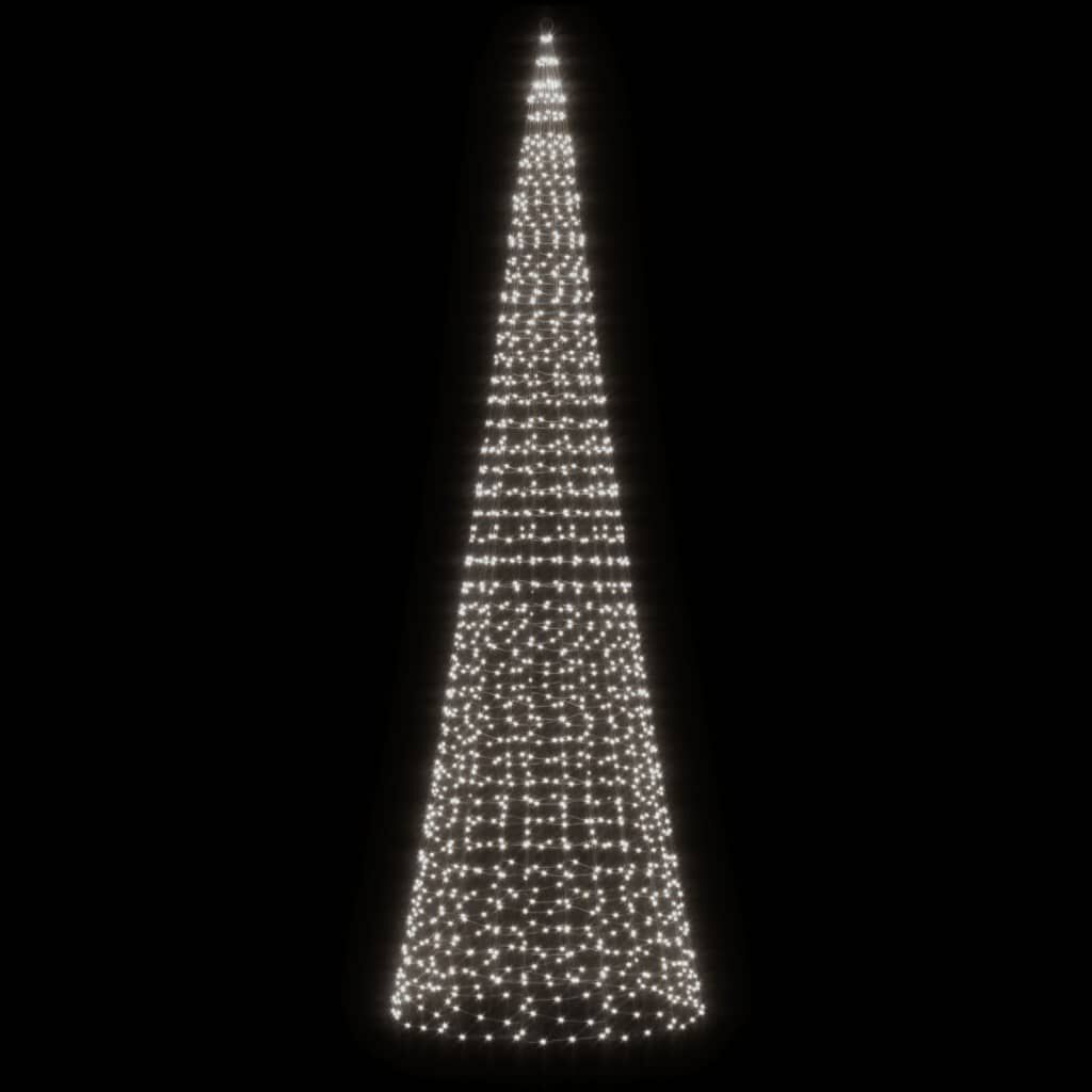 vidaXL Christmas Tree Light on Flagpole 1534 LEDs Cold White 500 cm