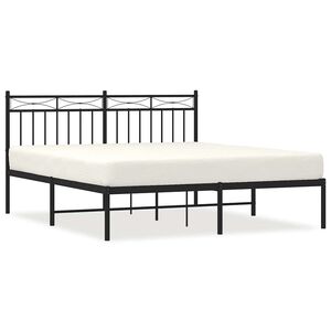 vidaXL Metal Bed Frame without Mattress with Headboard Black 150x200cm