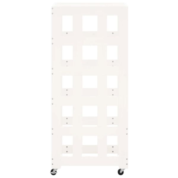 vidaXL Log Holder with Wheels White 40x49x110 cm Solid Wood Pine