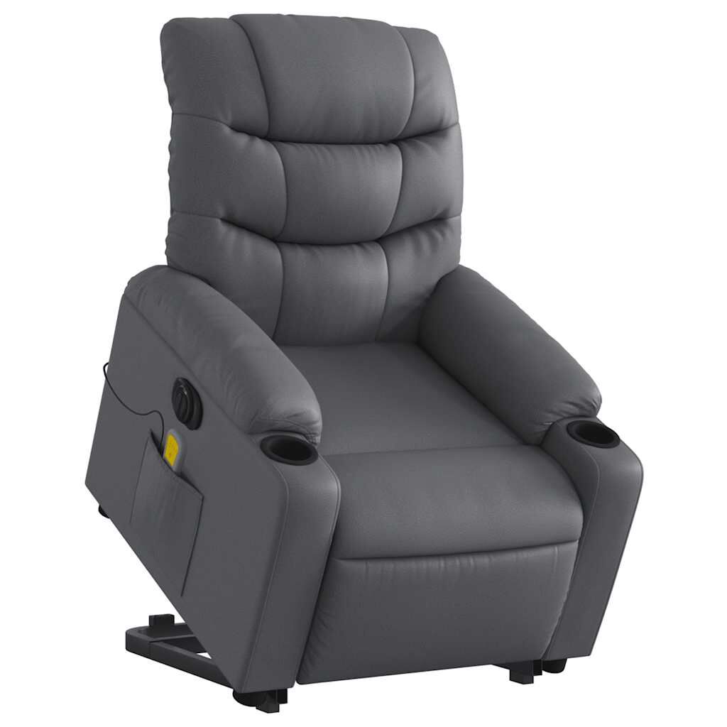 vidaXL Electric Stand up Massage Recliner Chair Grey Faux Leather