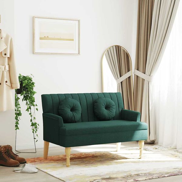 vidaXL Bench with Cushions Dark Green 113x64.5x75.5 cm Fabric