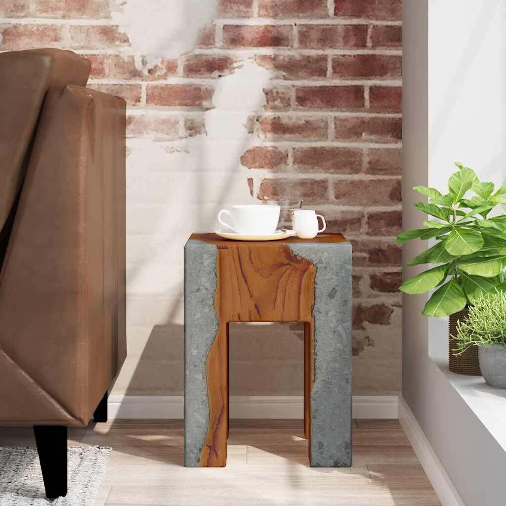 vidaXL Stool Solid Teak Wood and Resin