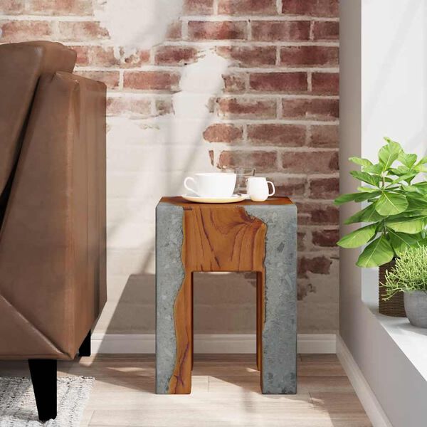 vidaXL Stool Solid Teak Wood and Resin