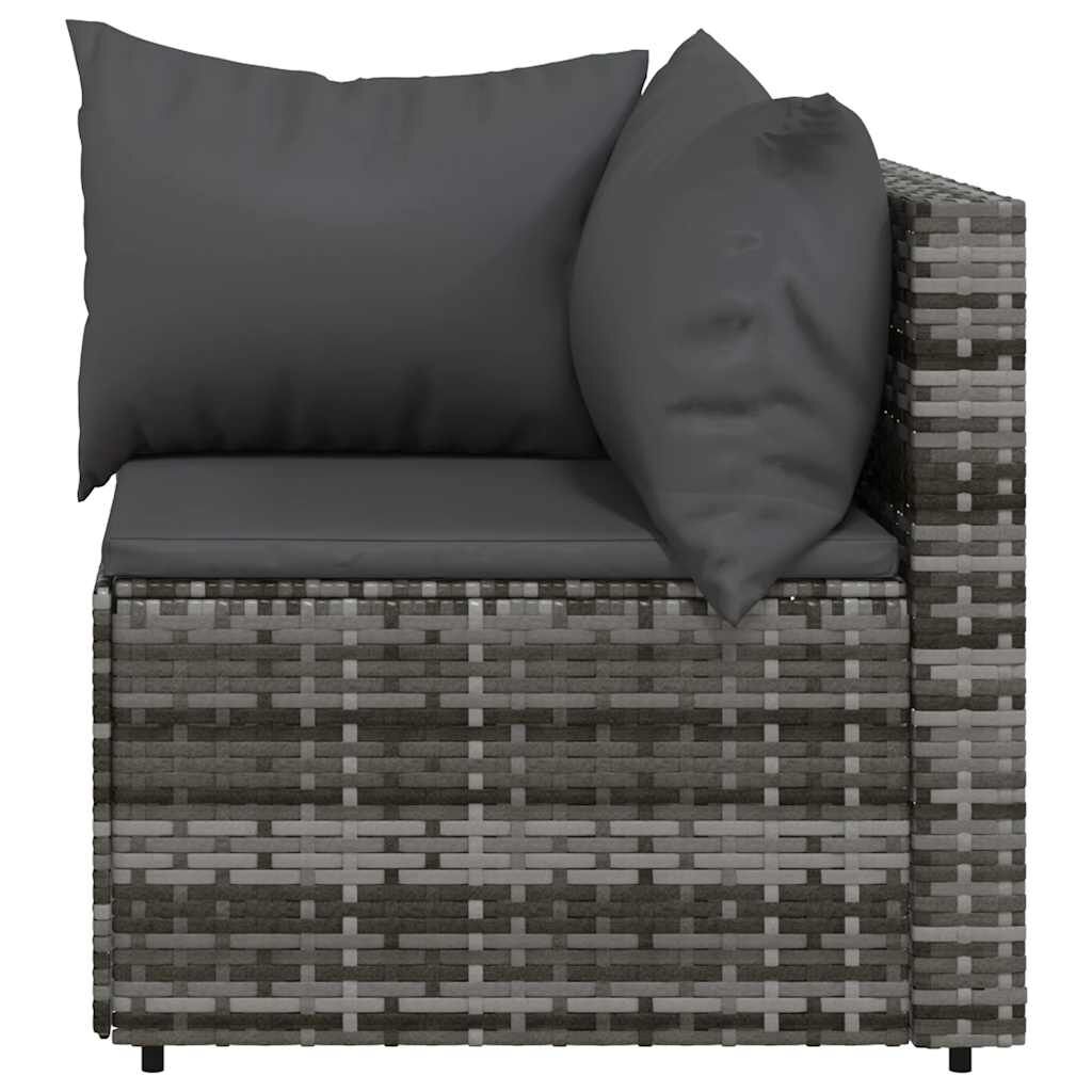 vidaXL 3 Piece Garden Lounge Set with Cushions Grey Poly Rattan