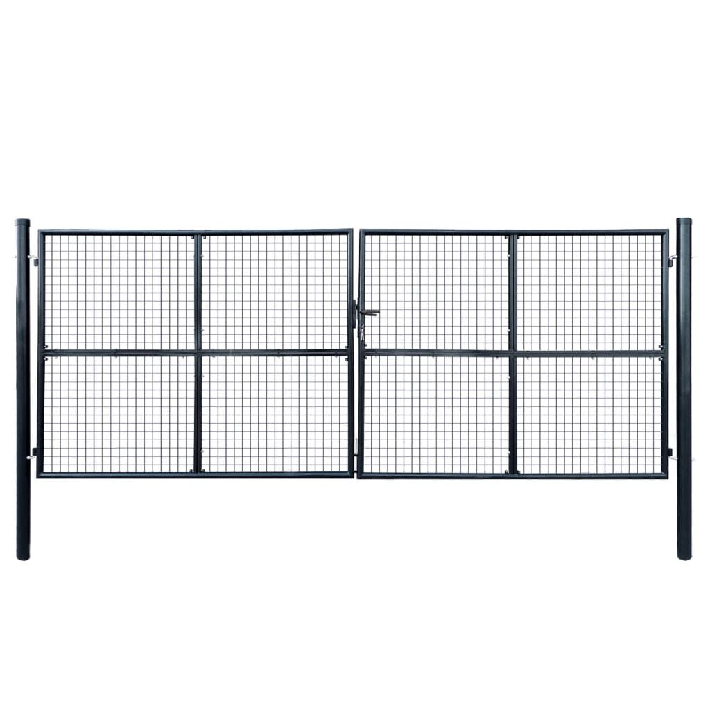 vidaXL Mesh Garden Gate Galvanised Steel 400x150 cm Grey