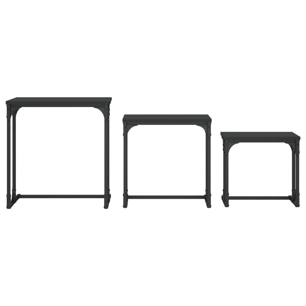 vidaXL Nesting Coffee Tables 3 pcs Black Engineered Wood