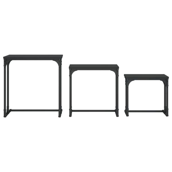 vidaXL Nesting Coffee Tables 3 pcs Black Engineered Wood