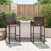 vidaXL Garden Bar Stools 2 pcs Brown Poly Rattan