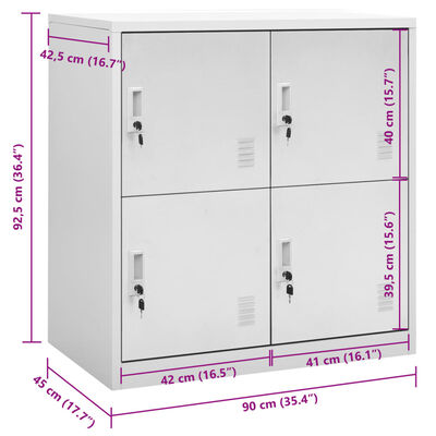 vidaXL Locker Cabinet Light Grey 90x45x92.5 cm Steel