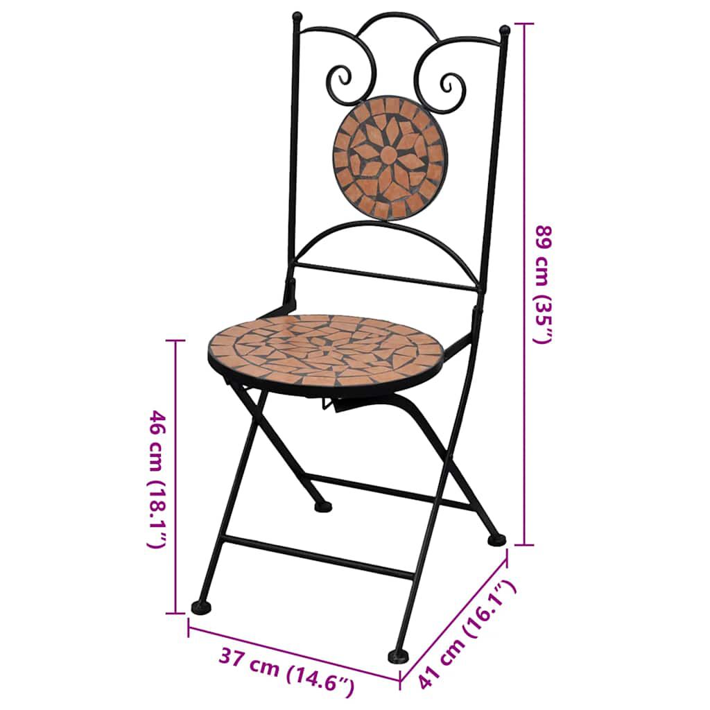 vidaXL Folding Bistro Chairs 2 pcs Ceramic Terracotta