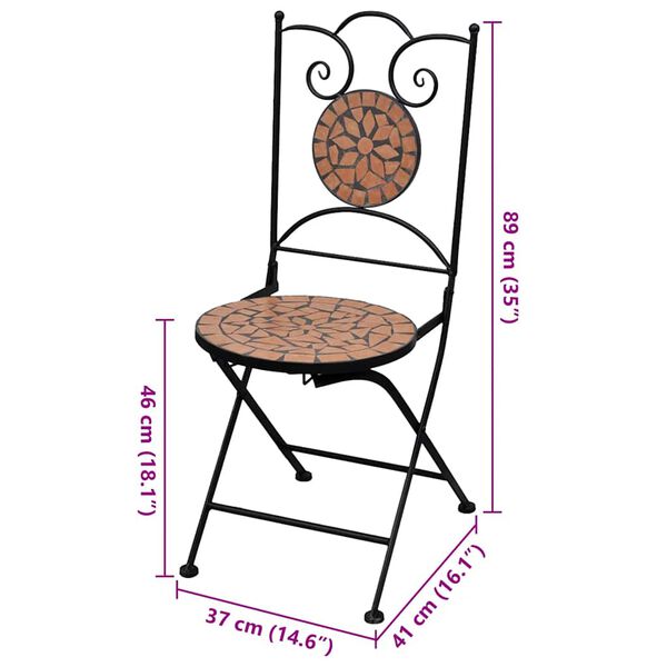 vidaXL Folding Bistro Chairs 2 pcs Ceramic Terracotta