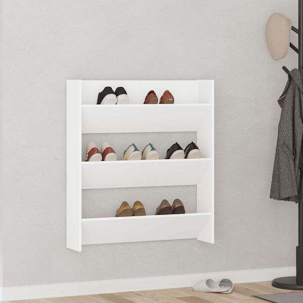 vidaXL Wall Shoe Cabinet White 80x18x90 cm Engineered Wood
