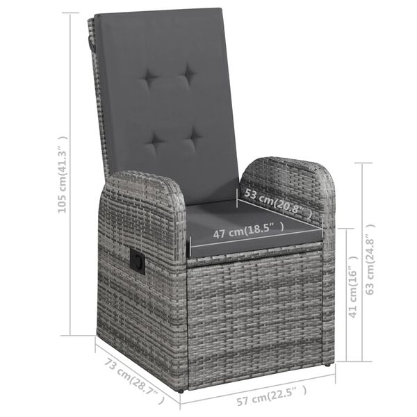 vidaXL 7 Piece Garden Dining Set Grey