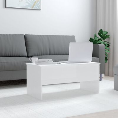 vidaXL Coffee Table High Gloss White 102x50.5x46.5 cm Engineered Wood