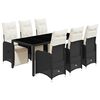 vidaXL 7 Piece Garden Bistro Set with Cushions Black Poly Rattan