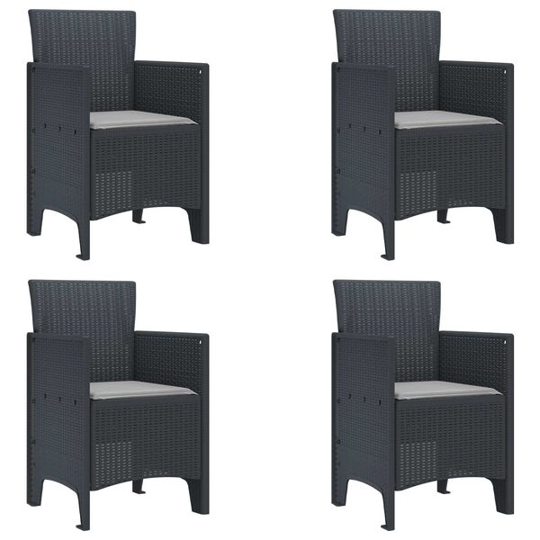 vidaXL Garden Chair 4 pcs Anthracite 53 x 49 x 85 cm Polypropylene
