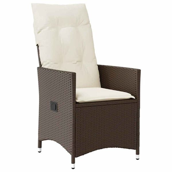 vidaXL 9 Piece Garden Dining Set with Cushions Brown Poly Rattan