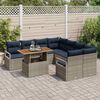vidaXL Garden Dining Set with Cushion 9 pcs Grey and Navy