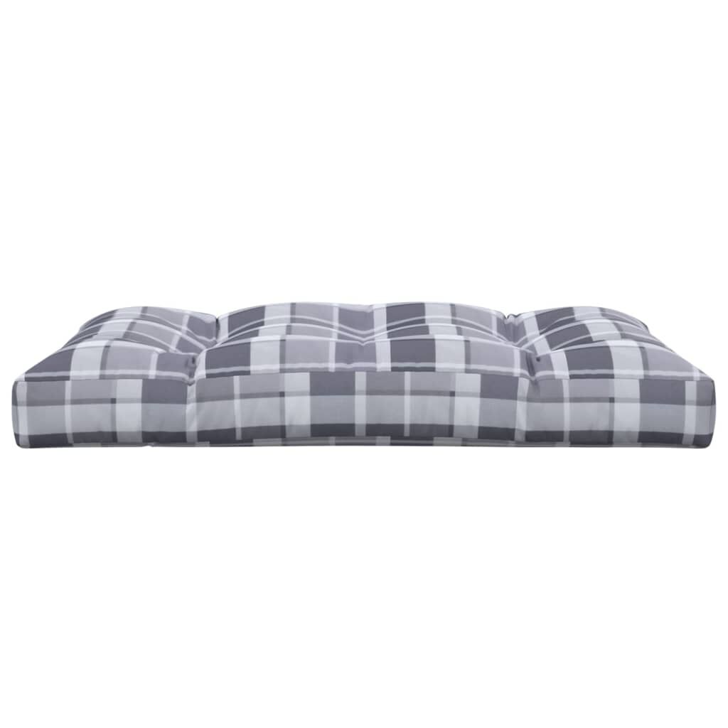 vidaXL Pallet Cushion Grey Check Pattern 120x80x12 cm Fabric