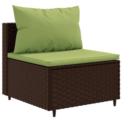 vidaXL 6 Piece Garden Lounge Set with Cushions Brown Poly Rattan