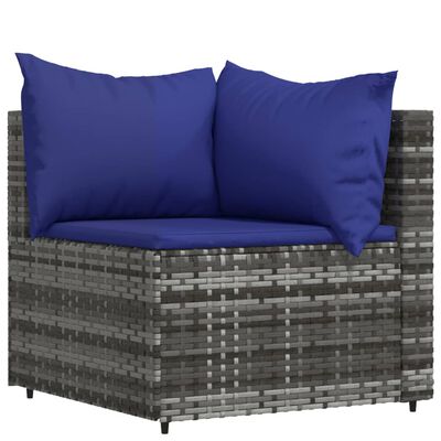 vidaXL 3 Piece Garden Lounge Set with Cushions Grey Poly Rattan