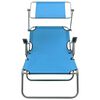 vidaXL Sun Lounger with Canopy Steel Blue